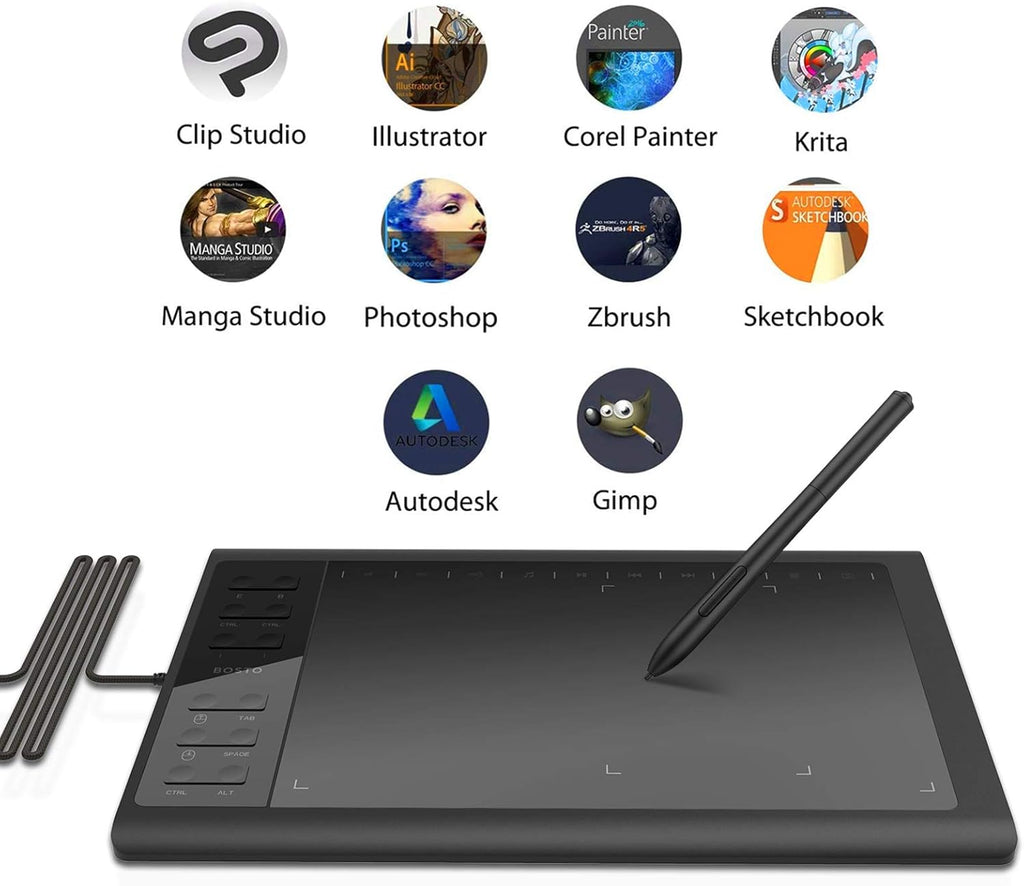 Drawing Tablet 10 X 6 Inches with Pressure Sensitive Stylus Pack of 2 O353085