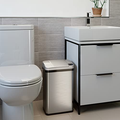 13 Gallon Stainless Steel Trash Can with AC Adapter and Odor Filter Z836