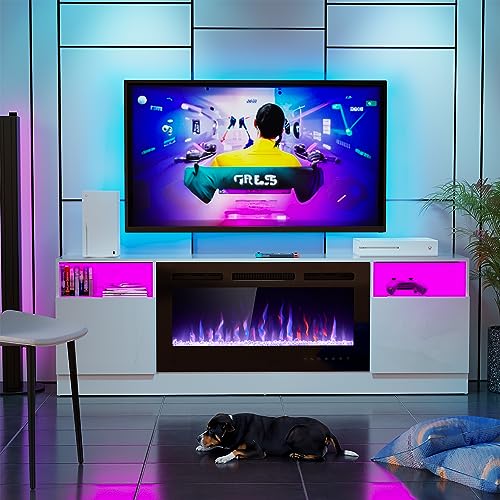 Black 70" Fireplace TV Stand with 36" Electric Fireplace X320