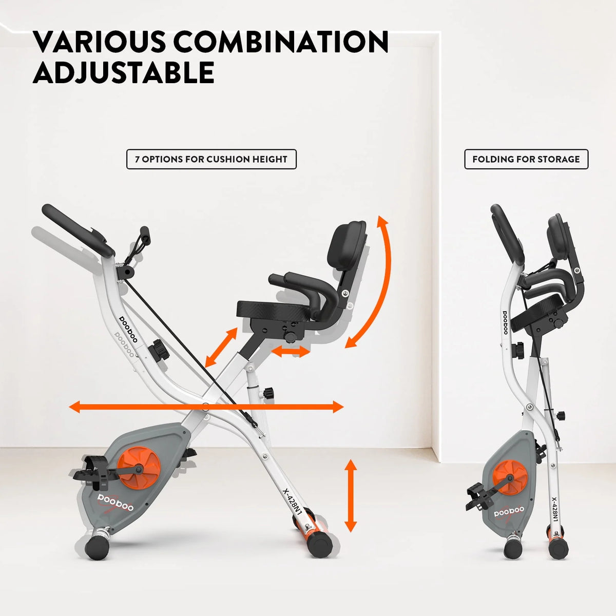 Folding Exercise Bike with 8 Level Adjustable Magnetic Resistance O8912