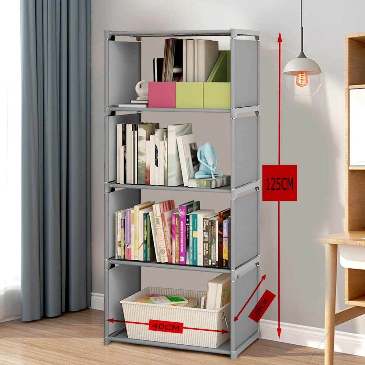 4-Tier Grey Bookshelf M51137