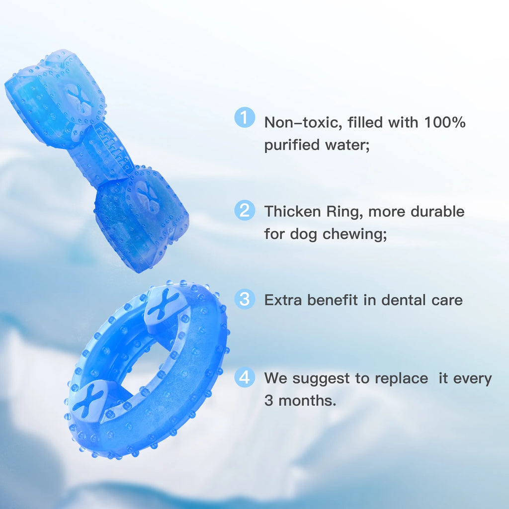 Pet Teether Cooling Chew Toy Pack of 2 (Ring and Bone) M563335