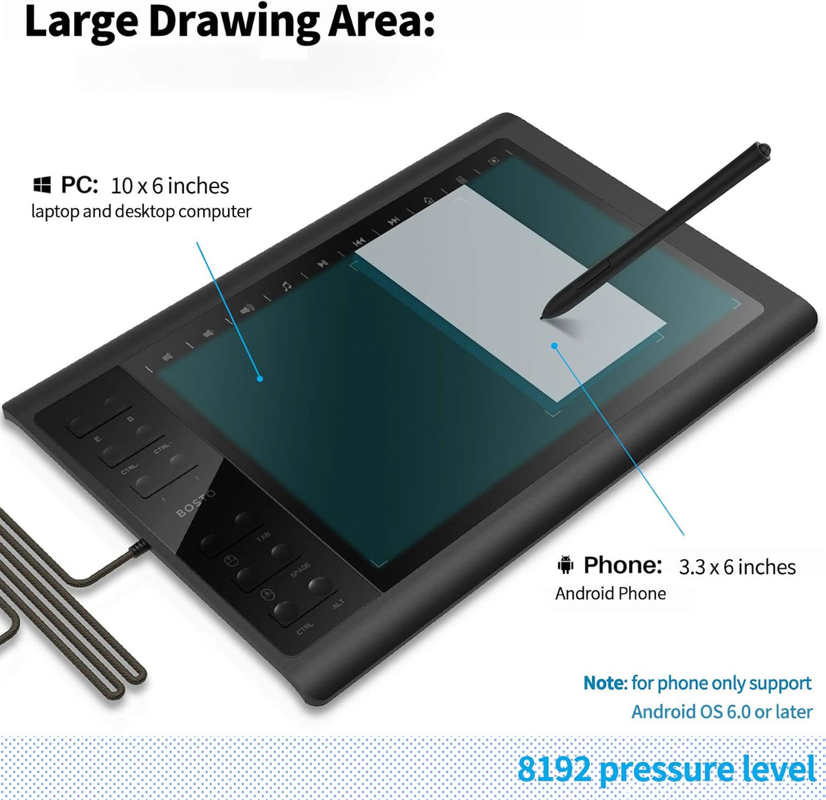 Drawing Tablet 10 X 6 Inches with Pressure Sensitive Stylus Pack of 2 O353085