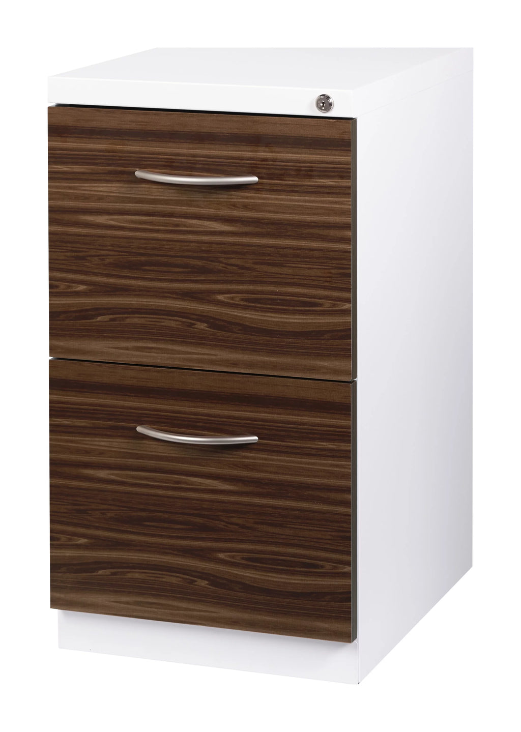 20" 2 Drawer Mobile Pedestal File Cabinet with Seat Cushion, White/Walnut J8628