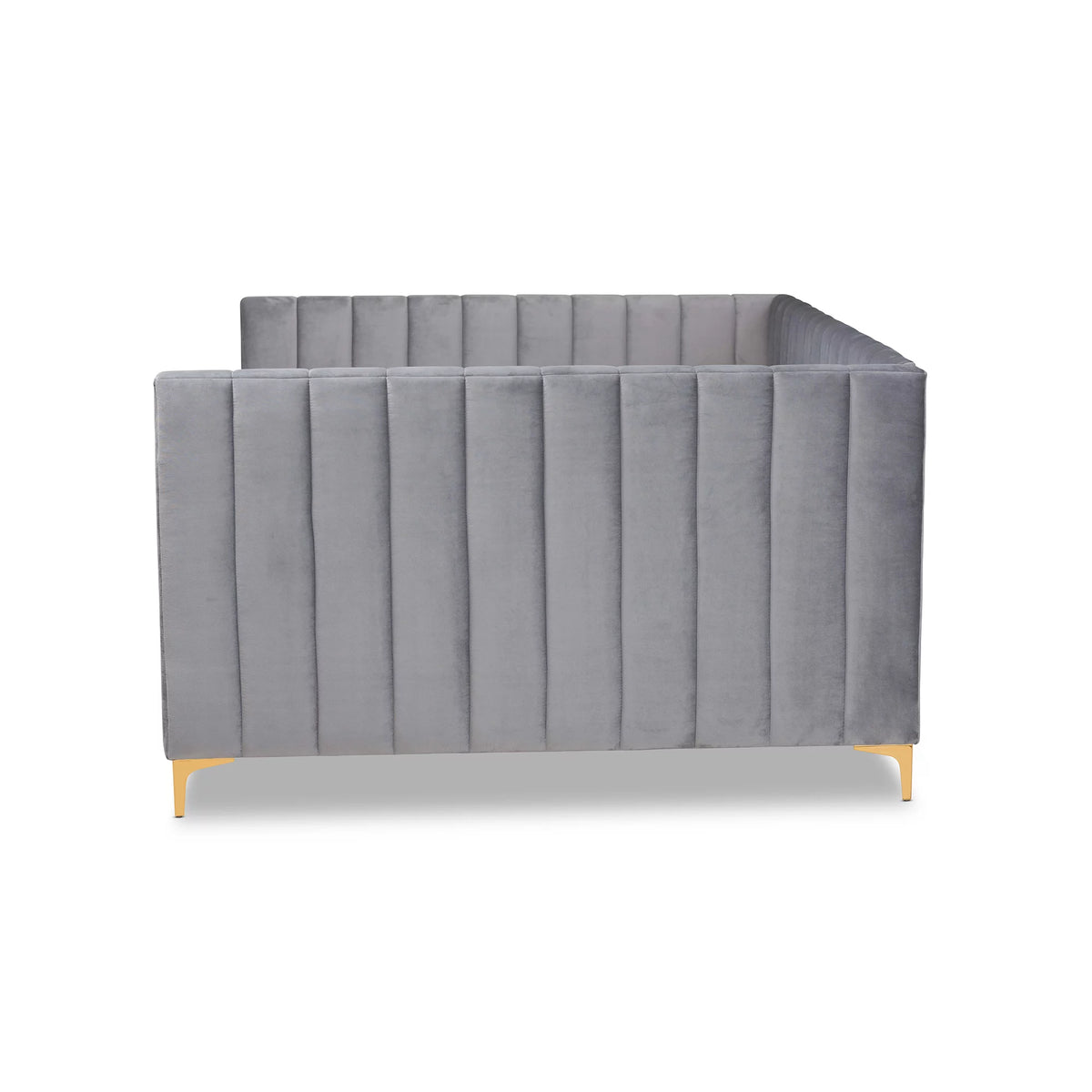 Light Grey Velvet Upholstered Gold Finished Full Daybed Q978628