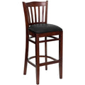 Mahogany Wood Barstool with Black Vinyl Seat I551253