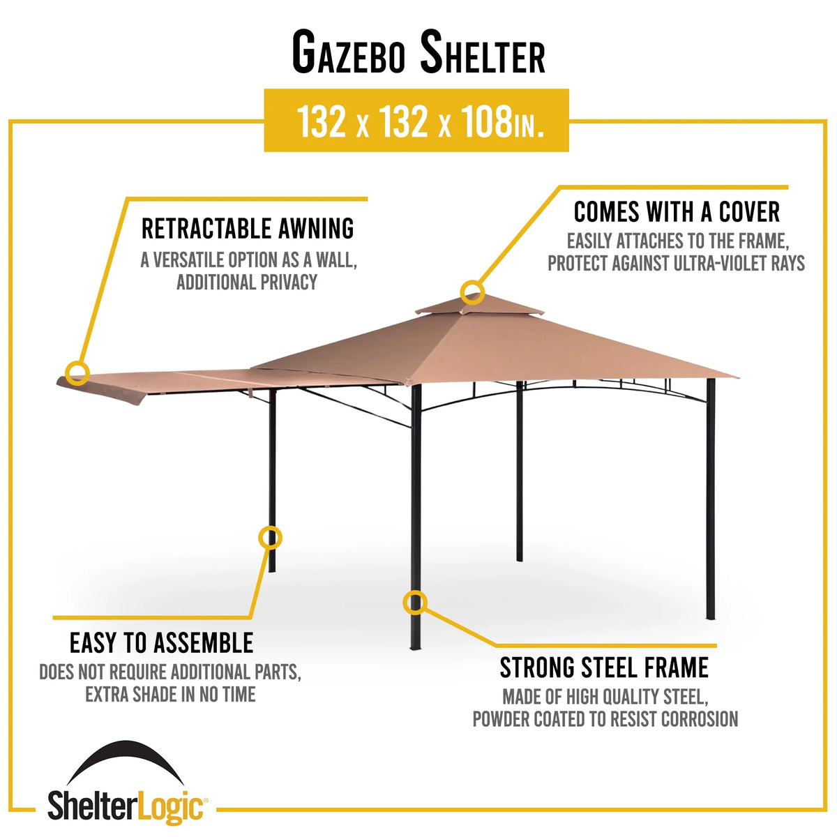 Redwood Gazebo with Retractable Awning B29479