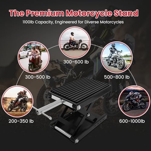 Motorcycle Jack with Rubber Pad, Carbon Steel Center Stand I494