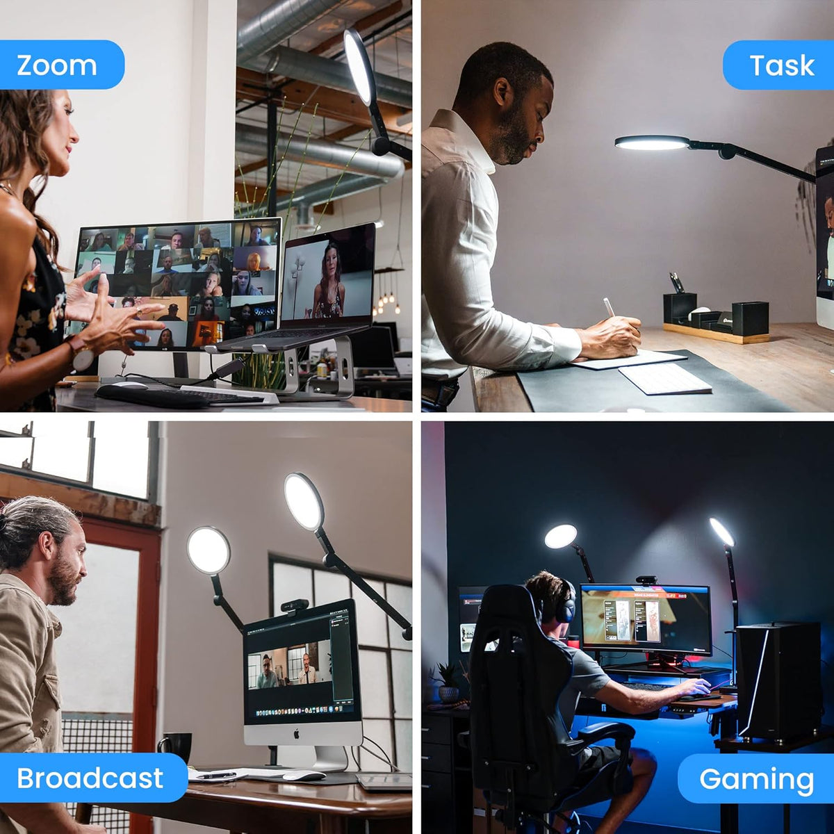 LED Desk Light with Clamp, Adjustable Brightness, Color Temperature P62107