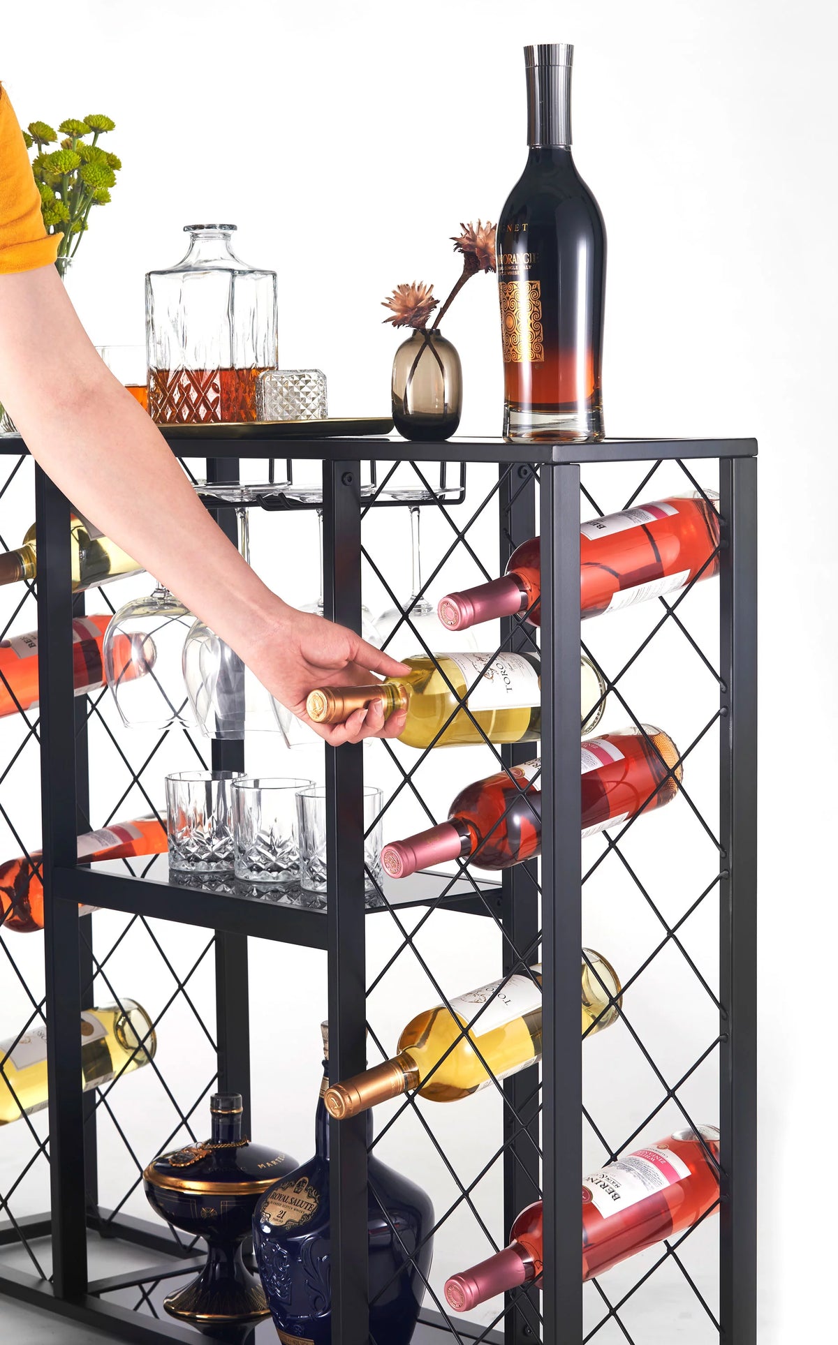 Black 34 Bottle Wine Rack Console K178175
