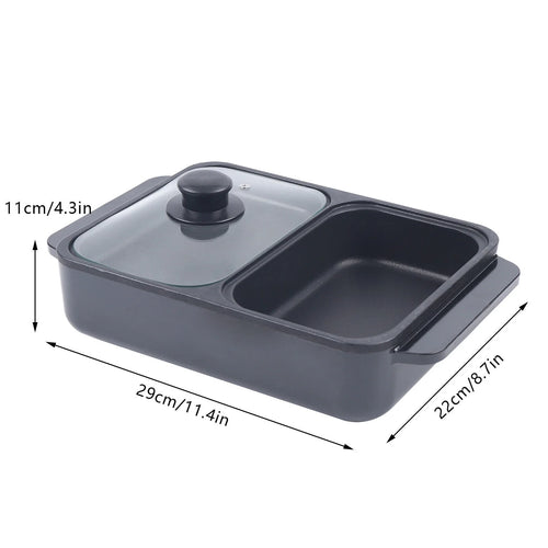 2-in-1 Electric Hot Pot BBQ Grill Smokeless Cooking Pan 1200W P420771