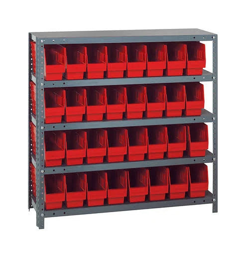 Red 12 inch x 36 inch x 39 inch Shelf Bin Unit V128664