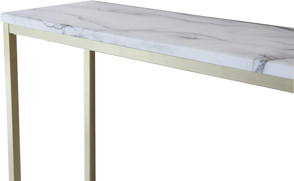 Faux Marble Console Table with Gold Metal Frame S9151
