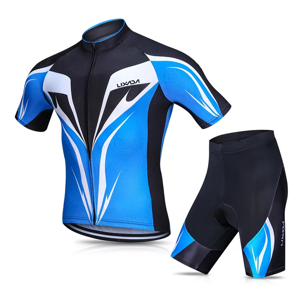 Breathable Quick-Dry Short Sleeve Cycling Jersey Set with Padded Shorts N72652