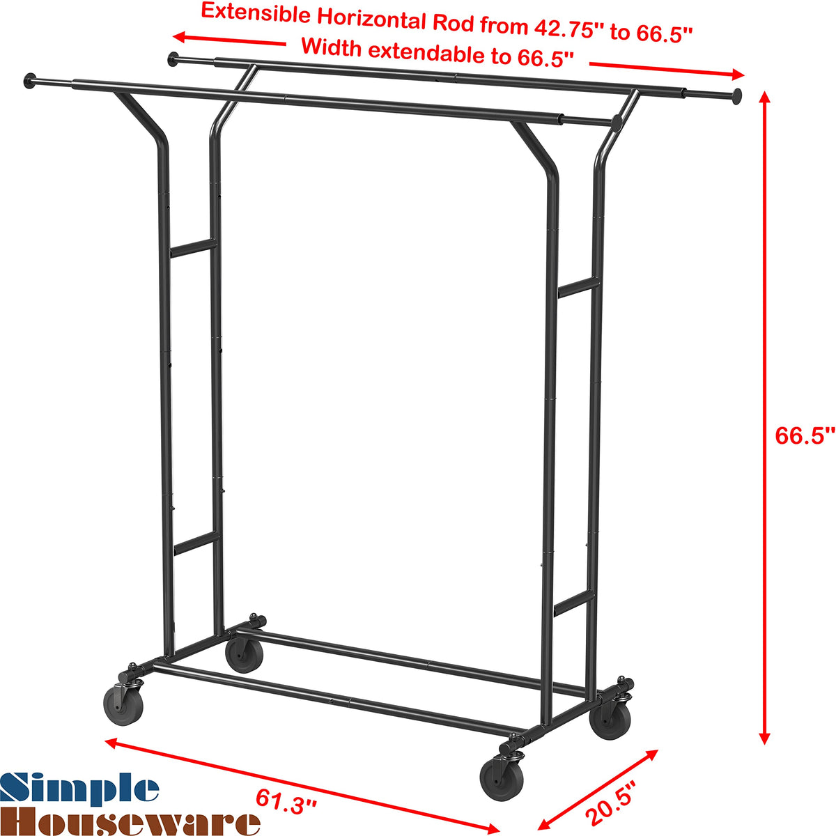 Black Double Rail Clothing Garment Rack C5438