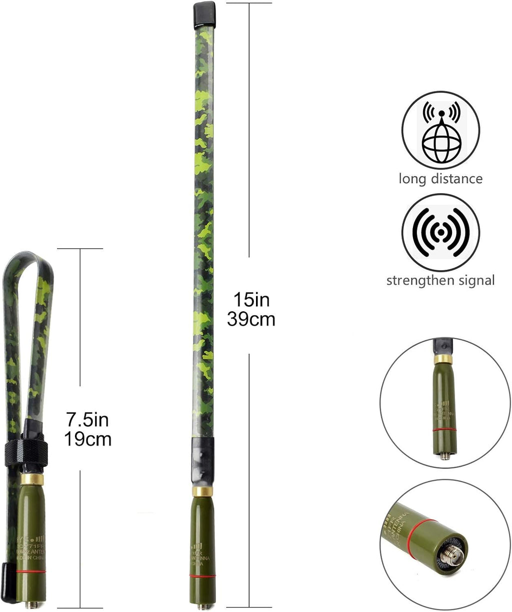 Tactical Foldable Dual Band Antenna, 144/430Mhz UHF VHF 15.3inch SMA-Female Antenna Y505