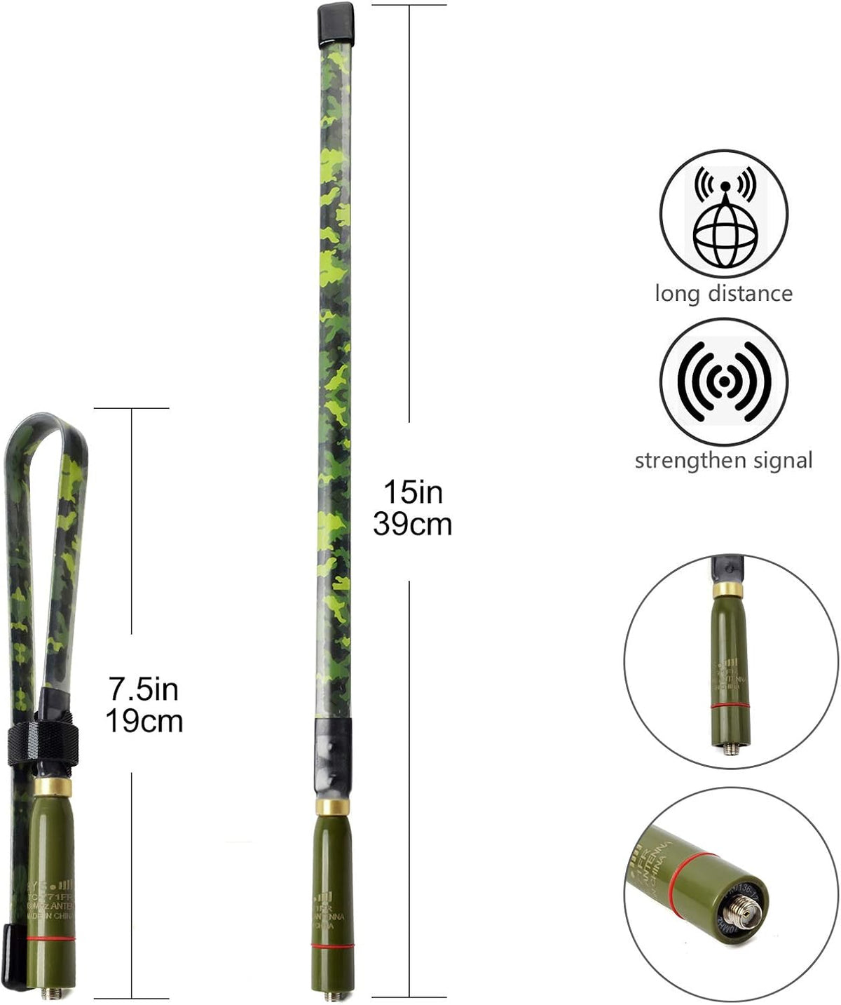Tactical Foldable Dual Band Antenna, 144/430Mhz UHF VHF 15.3inch SMA-Female Antenna Y505