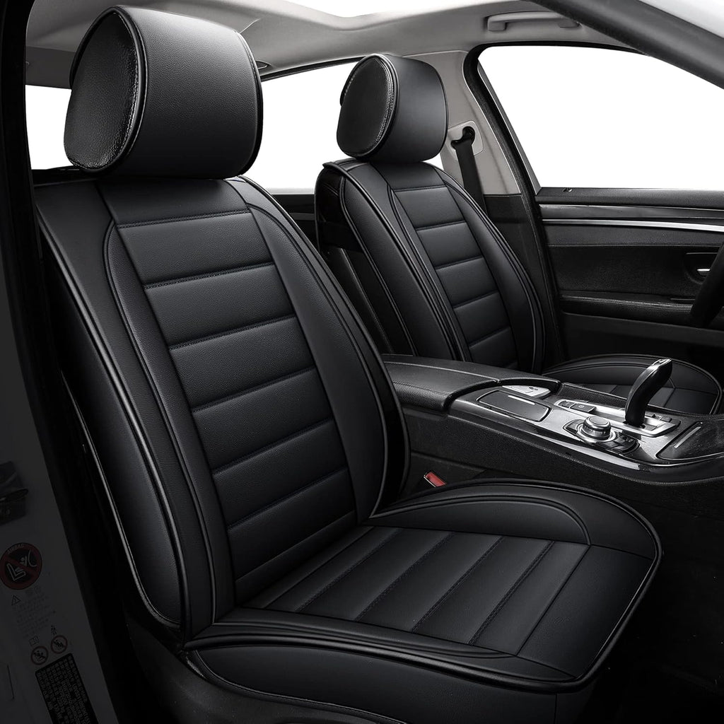 Black Full Set Faux Leather Car Seat Covers L7772