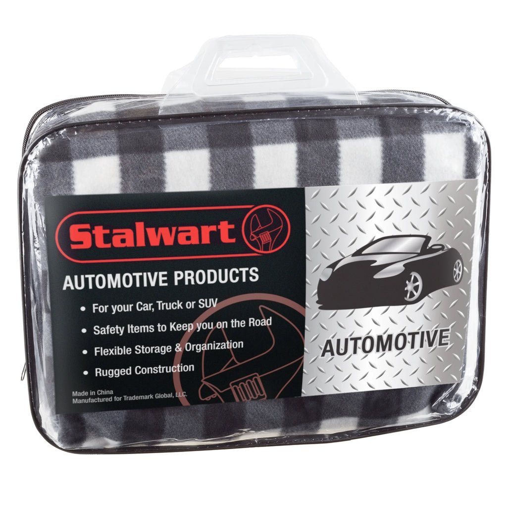 Black and White Heated 12V Polar Fleece Travel Throw Y907940