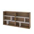 2-Piece Asymmetrical Shelving Unit Set in Rustic Brown u0026 Sandstone H491