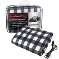 Black and White Heated 12V Polar Fleece Travel Throw Y907940