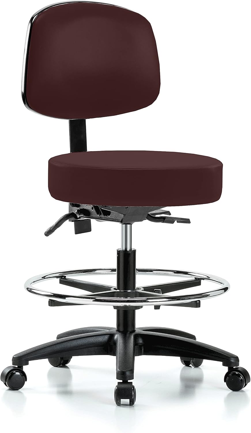 Black Vinyl Rolling Adjustable Doctor's Stool with Back C406384