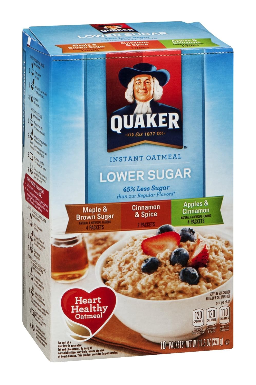 Maple & Brown Sugar, Cinnamon & Spice, Apples & Cinnamon Instant Oatmeal Variety Pack, 11.5 OZ (Pack of 12) J51682