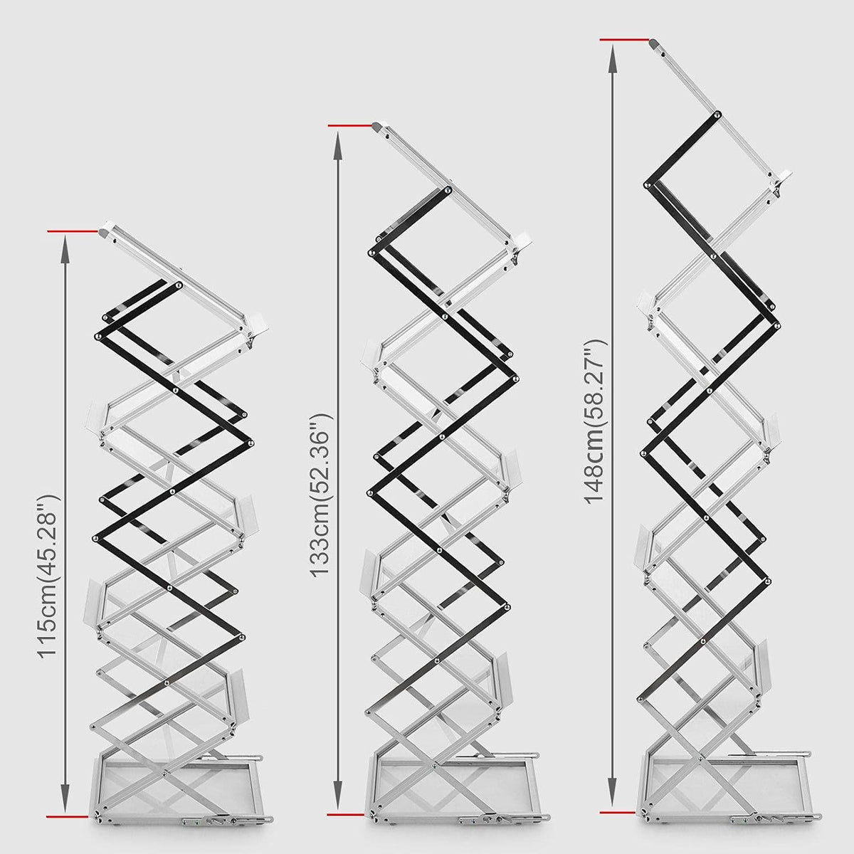 Black 6 Pockets Aluminum Literature Display Rack with Bag V7062