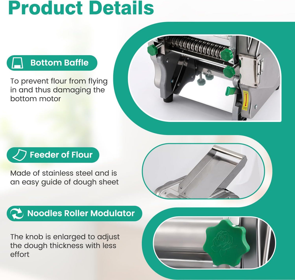 Commercial Electric Pasta Maker 2-in-1 Automatic Noodle Machine Thickness Adjustable 2mm 6mm Noodle Heavy Duty Dough Roller Pressing Machine 750W W904106