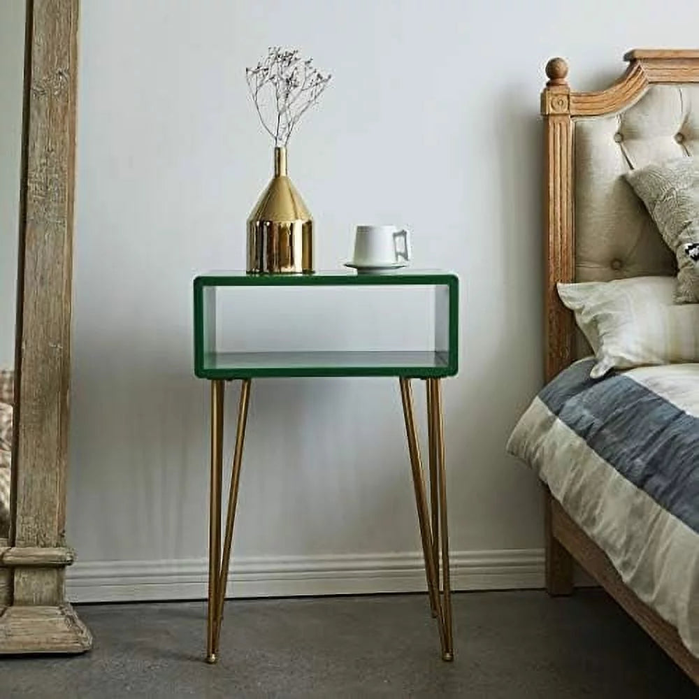Tall Nightstand End Table Bedside Table Metal Hairpin Leg Grey Black X786116