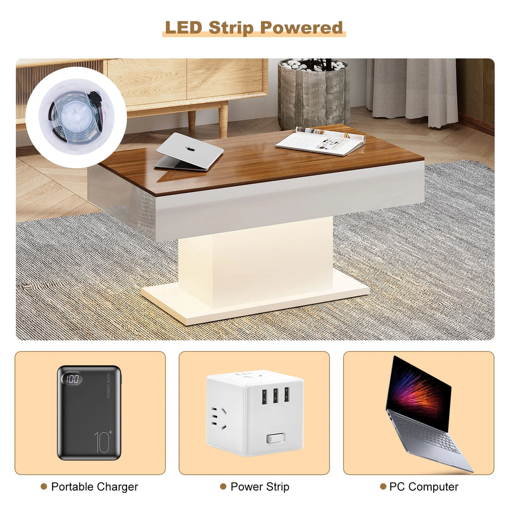 LED Coffee Table with 16 Colors LED Lights O918071