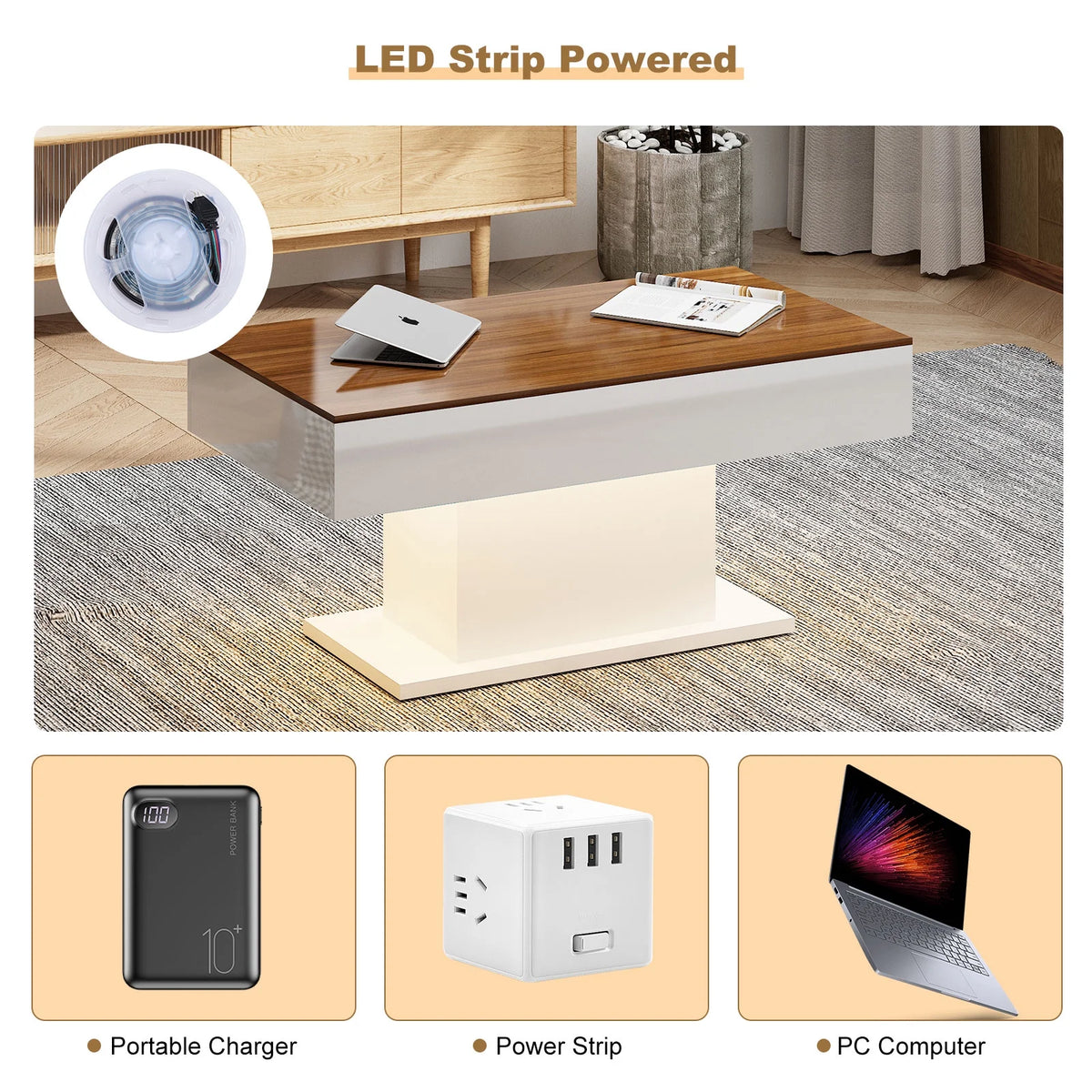 LED Coffee Table with 16 Colors LED Lights O918071