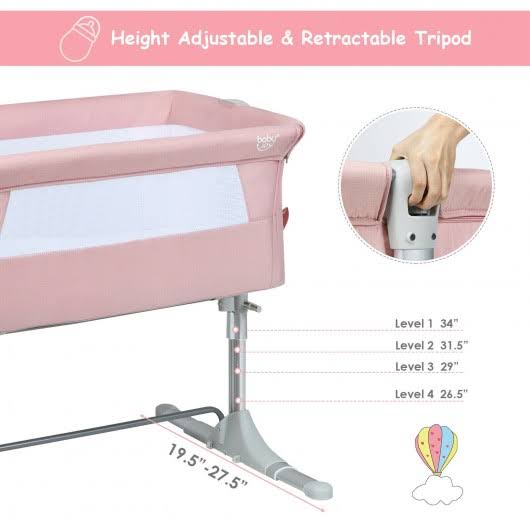 Pink Portable Baby Bassinet with Carrying Bag Y6809