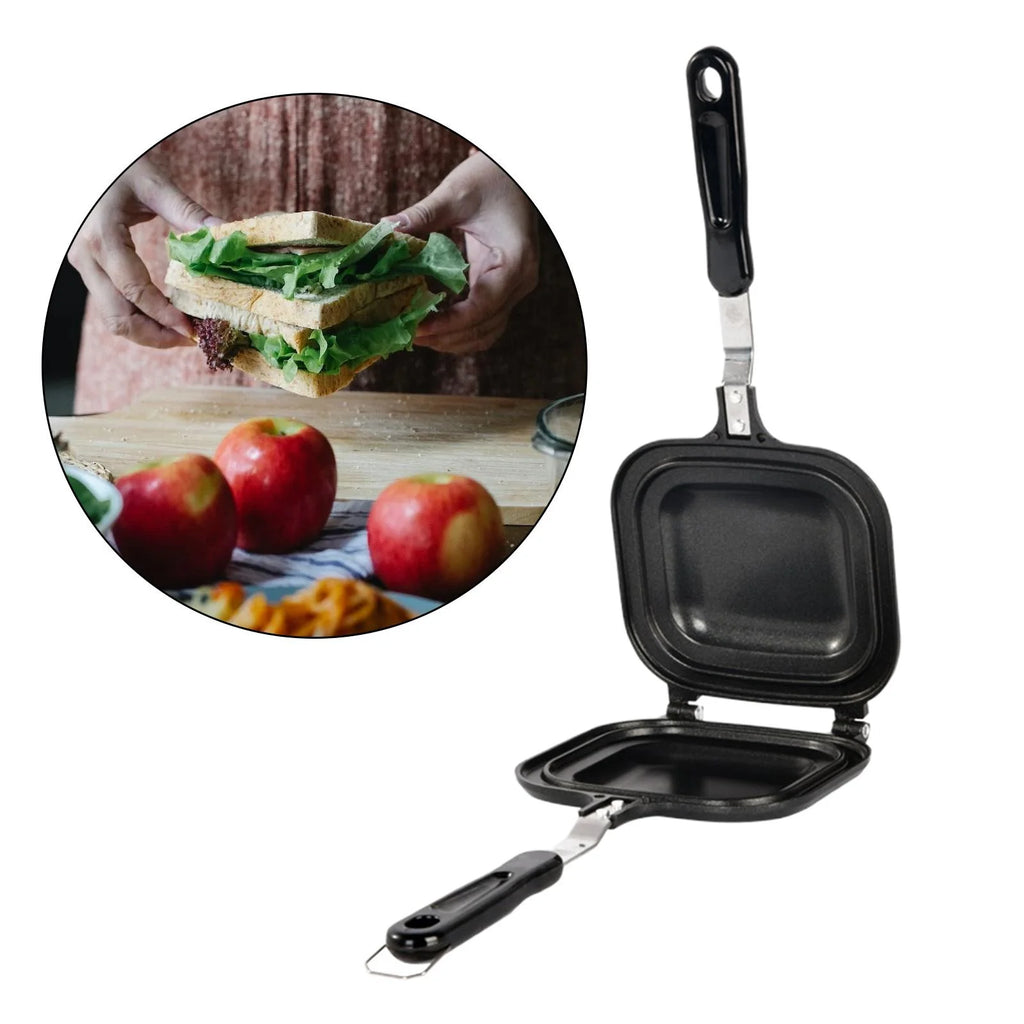 Double Sided Non Stick Bread Toast Maker Pan with Heat Resistant Handles J69759