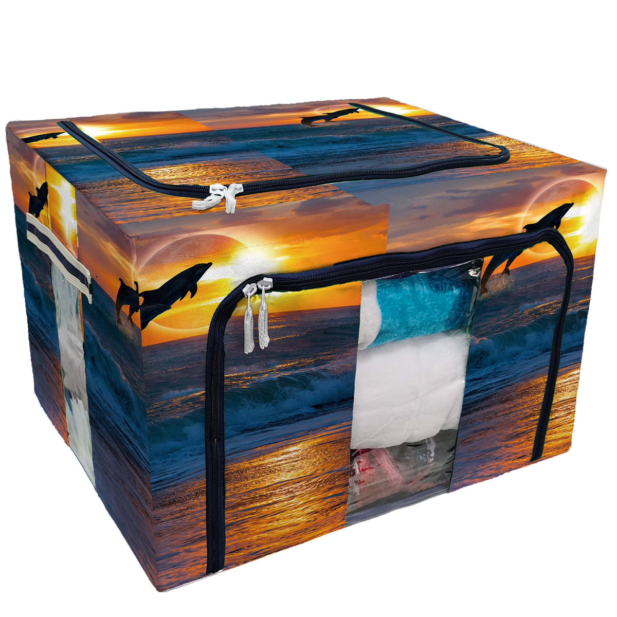 Storage Bag Clear Window Storage Bins Boxes Organizer With Steel Metal Frame J529234