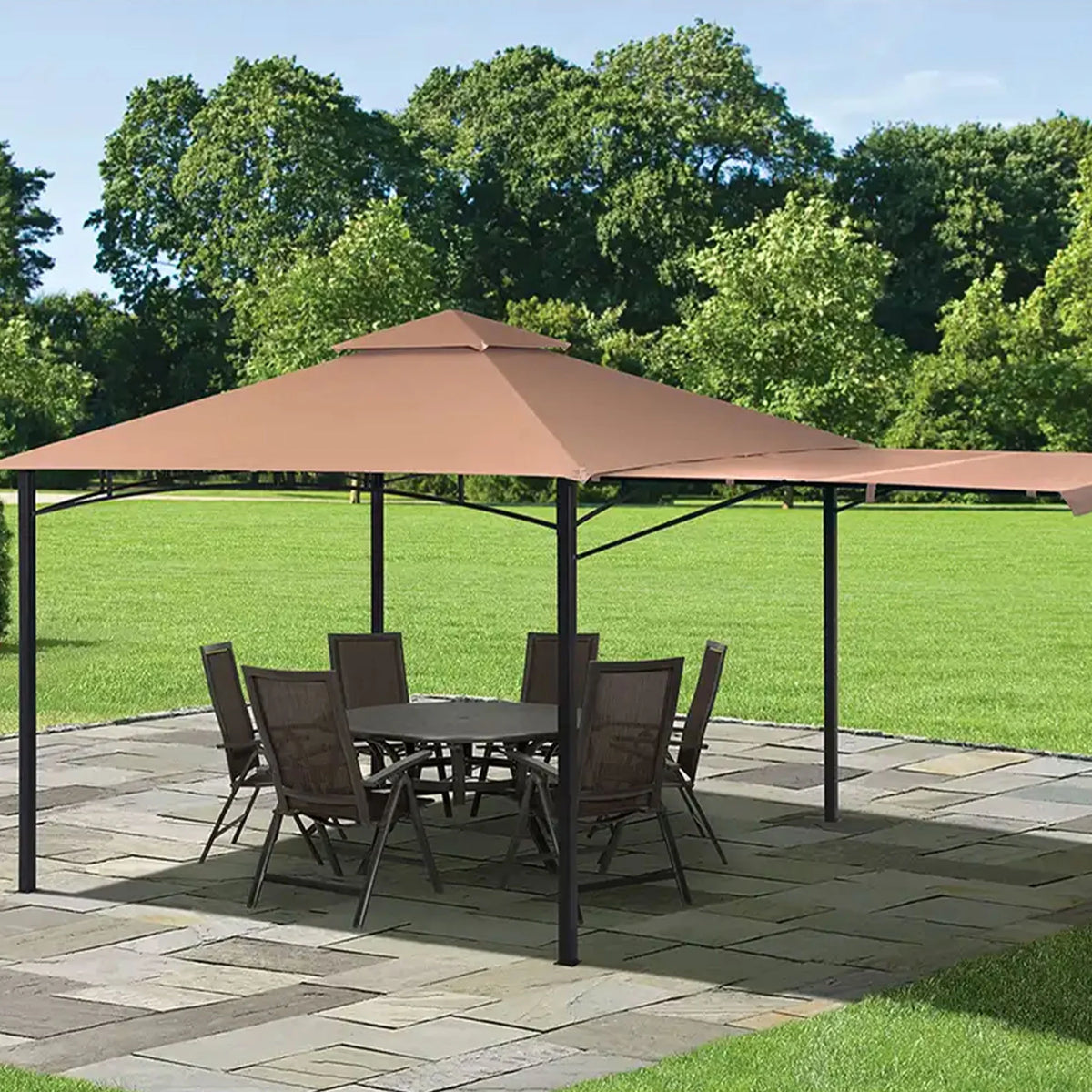Redwood Gazebo with Retractable Awning B29479