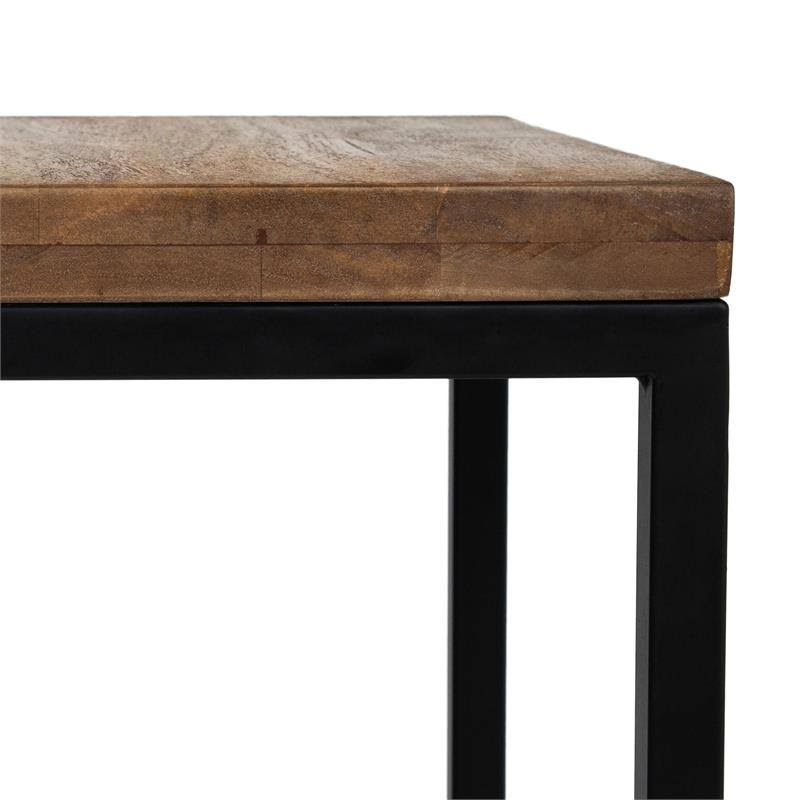 Rustic Metal Square Barstool in Natural Oak X9101
