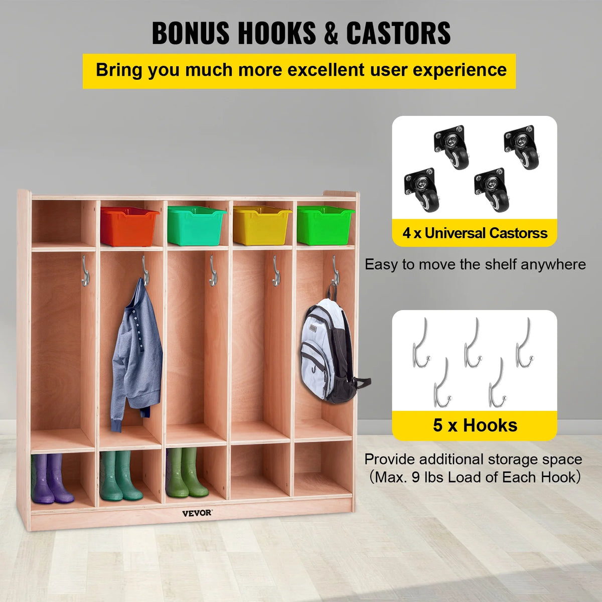 5 Grids Plywood Birch Coat Locker Y954889
