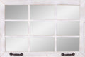 Distressed White Windowpane Wall Accent Mirror Q52305