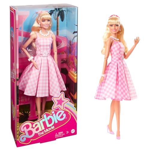 Collectible Doll Wearing Pink and White Gingham Dress with Daisy Chain Necklace V2645