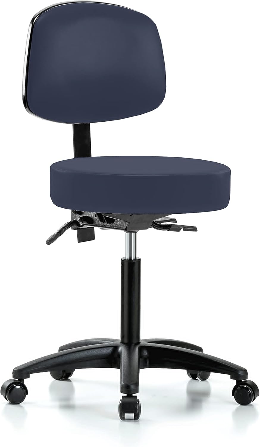 Black Vinyl Rolling Adjustable Doctor's Stool with Back C406384