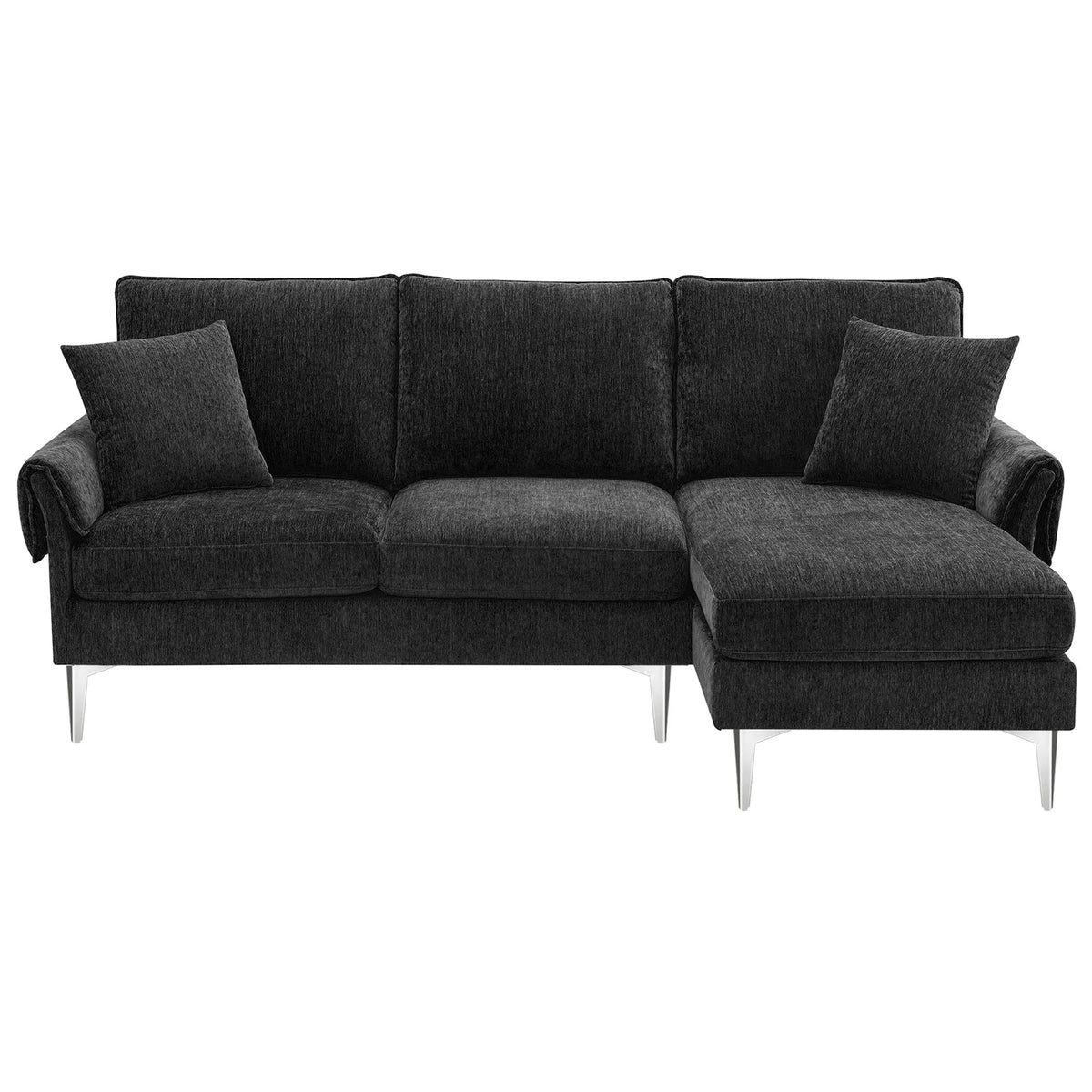 84" Chenille L-Shaped Convertible Sectional Sofa with Reversible Chaise Lounge O121516