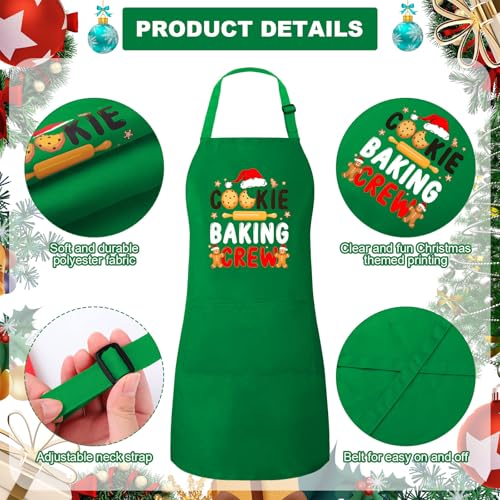 4 Pack Green Christmas Aprons with Pockets S157770