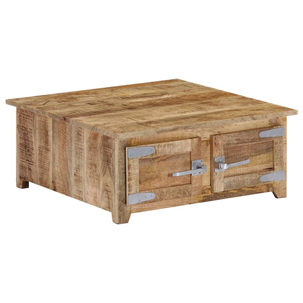 Mango Wood Coffee Table with 2 Cabinets and 2 Doors Z645907