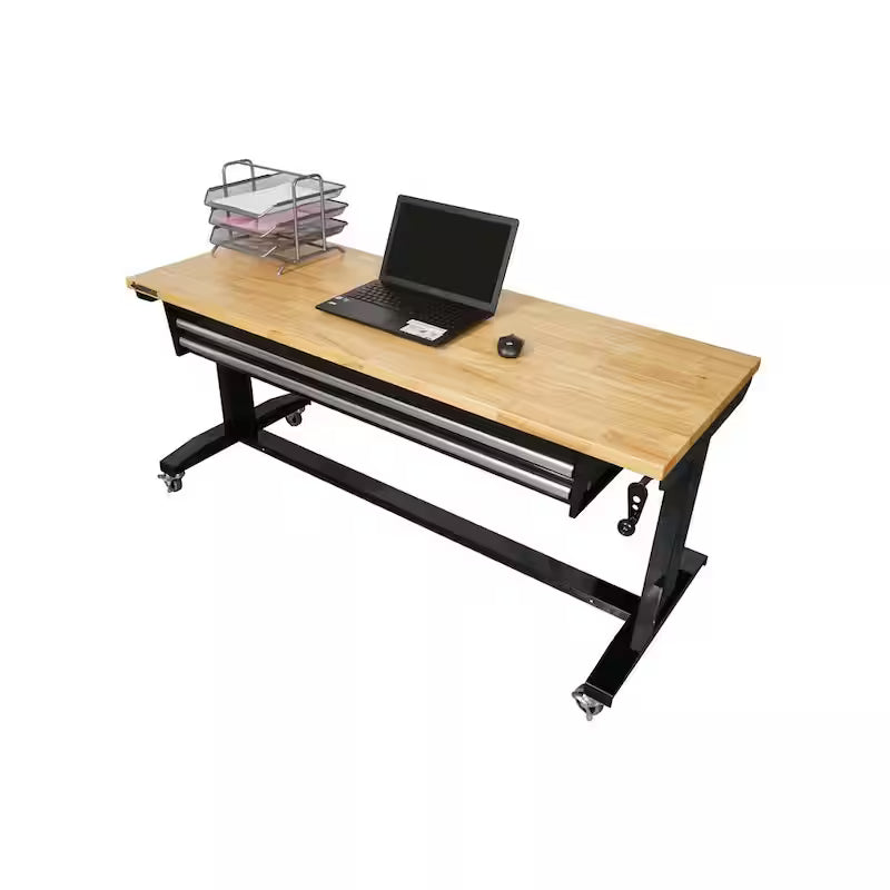 Adjustable Height Workbench Table with 2 Drawers W6454