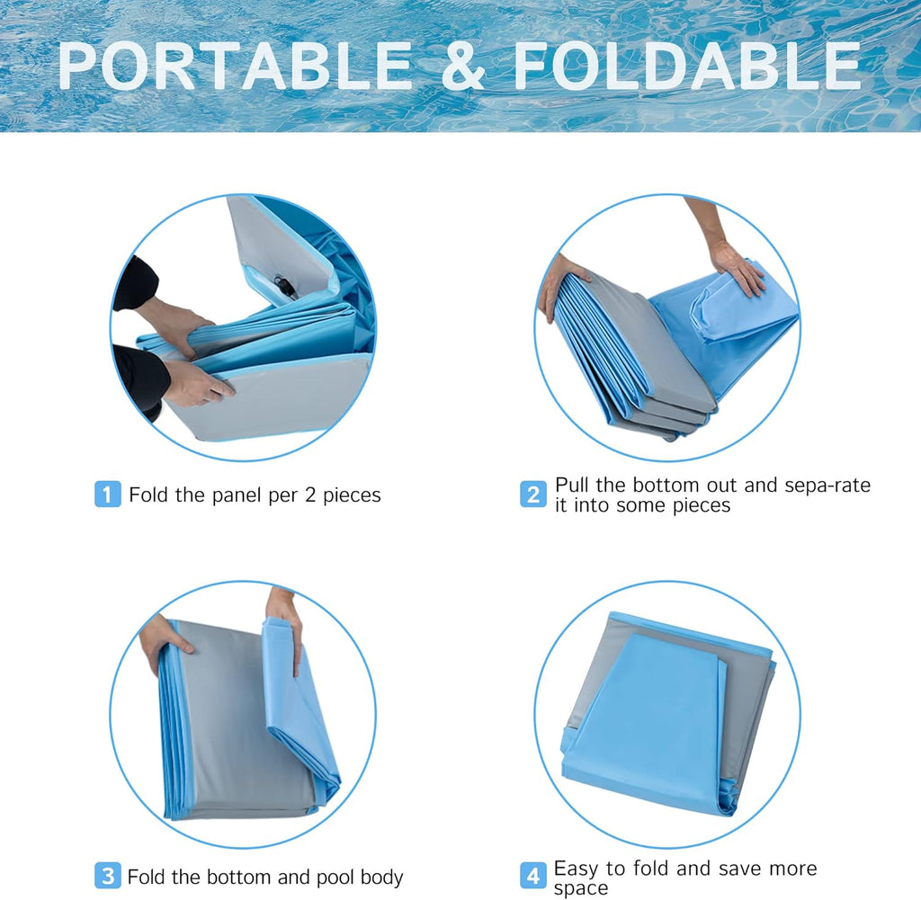 Foldable Collapsible Hard Plastic PVC Dog Pool 71 Inches U489936