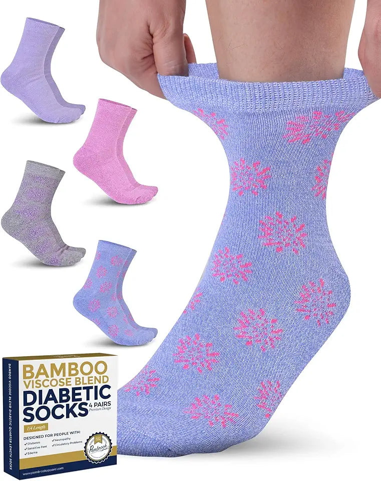4 Pairs Ankle Bamboo Viscose Diabetic Socks Y416