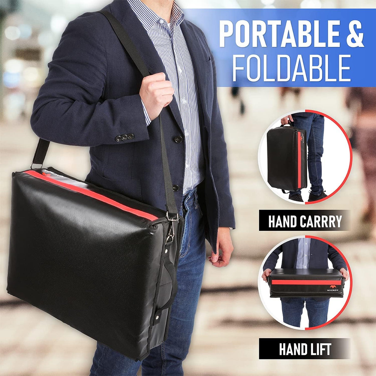 Fireproof Document Organizer Bag with Lock, 3-Layer File Storage Box with Dividers, Waterproof Collapsible File Holder R601133