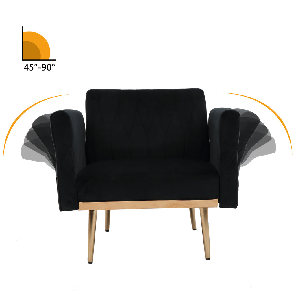 Velvet Accent Chair Set with Ottoman F1522