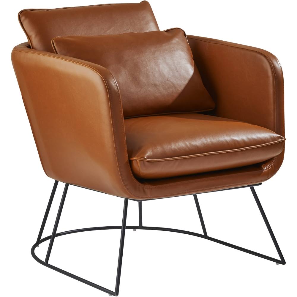 Camel Brown Distressed PU Leather Chair J5152